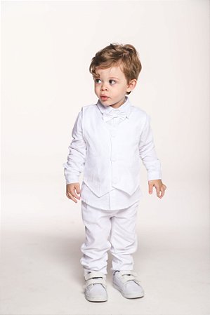 Conjunto calca camisa e colete batizado
