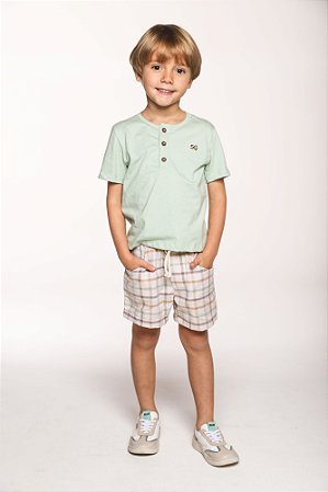 Conjunto camiseta com bermuda xadrez
