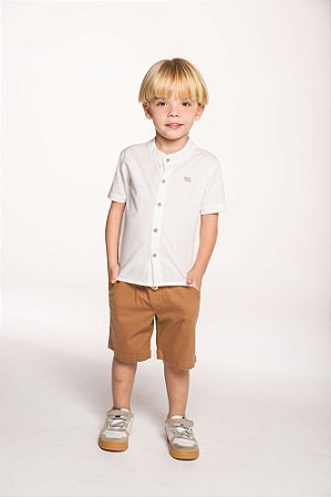 Conjunto bermuda com camisa gola padre