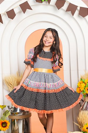 VESTIDO JUNINO XADREZ COM POA