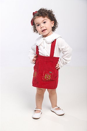 CONJ SALOPETE DE VELUDO E BLUSA DE MALHA COTELÊ