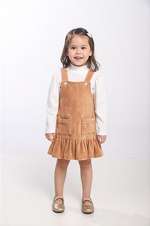 CONJ SALOPETE DE VELUDO COM BLUSINHA