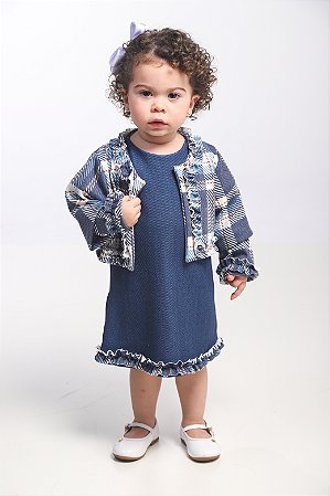 CONJ VESTIDO COM CASACO XADREX SG