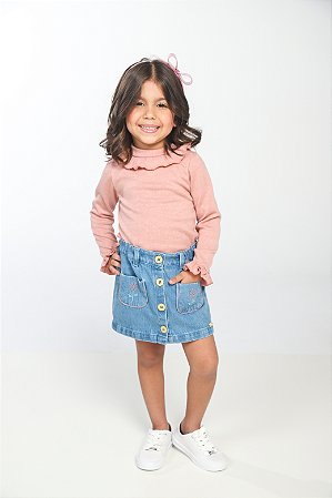 CONJ SAIA JEANS COM BLUSA COM BABADINHO