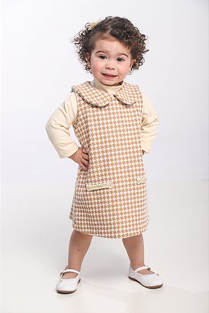 CONJ VESTIDO DE TWEED COM BLUSINHA