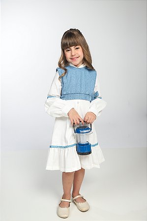 CONJ VESTIDO COM COLETE DE TRICO