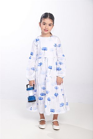 VESTIDO DE VISCOSE FLORAL MIDI