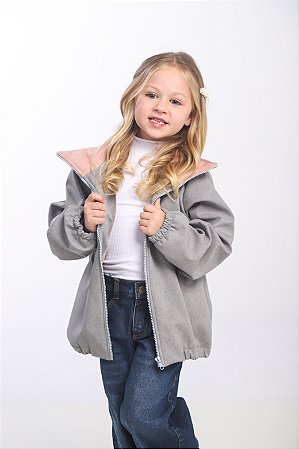 JAQUETA ACOLCHOADA GOLA ROSA