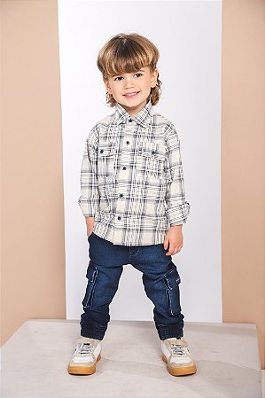 CONJ CALÇA JEANS COM CAMISA XADREZ