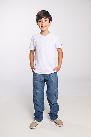 CALÇA JEANS CARGO COM BOLSOS