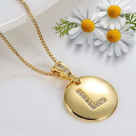 Colar medalha com letra