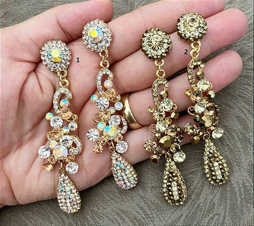 Brinco strass Laura