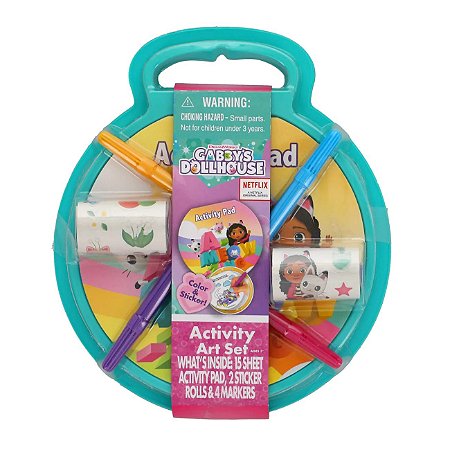 Kit Gabby Dollhouse 15 Folhas De Colorir Adesivos Canetinhas