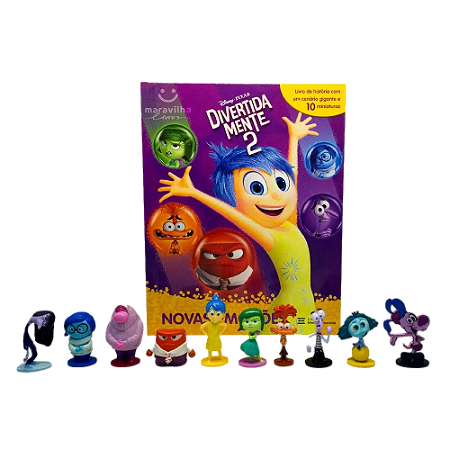 Miniaturas 10 Personagens Divertidamente 2 + Livro & Poster