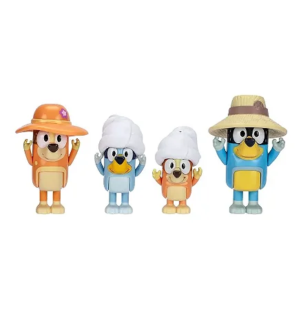 Kit De 4 Bonecos Colecionáveis 6cm Bluey - Viagem De Família