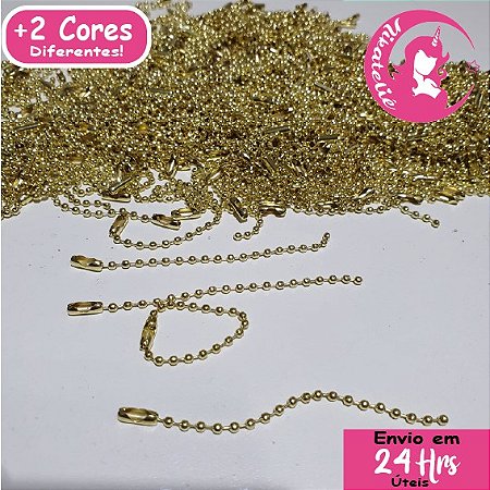 Corrente De Bolinha Com Fecho Canoa de 8cm - 50 peças