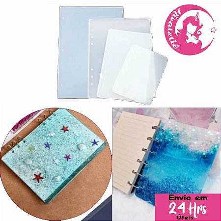 Molde de Silicone Capa de Caderno A4 A5 A6 Resina Epóxi
