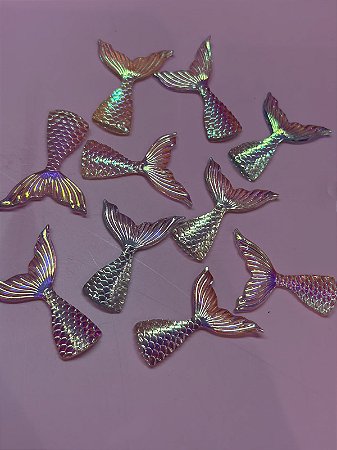 Aplique Calda Sereia Irisada 40x26mm