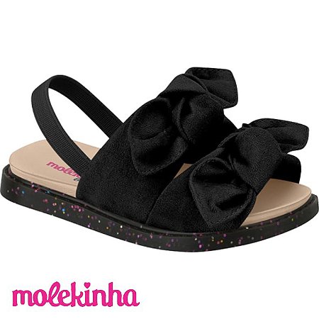 Sandália Infantil Feminina Camurça Flex Preto - Molekinha