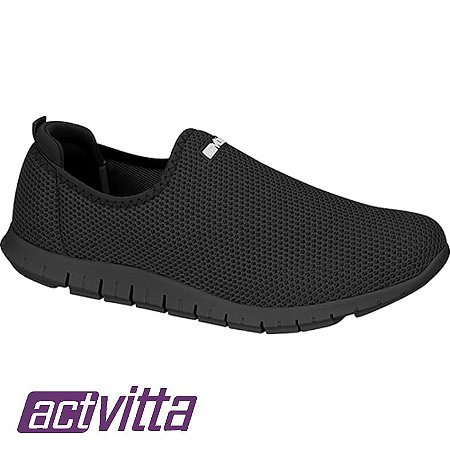 Tênis Feminino Tec Taiwan Lycra Viena Protection Sem Cadarço Preto - Actvitta