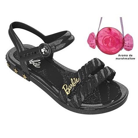 Sandália Infantil Feminina Barbie Candy Bag Preto
