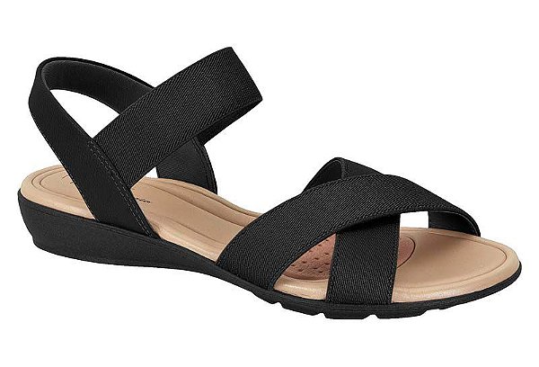 Sandália Napa Floather Nature Elastico Preto - Modare
