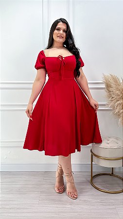 Vestido Midi Viscolinho Diana Vermelho