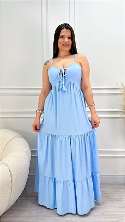 Vestido Longo Viscose Cloe Azul