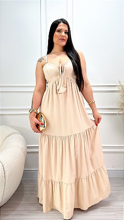 Vestido Longo Viscose Cloe Nude