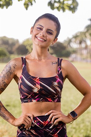 Top Maitê de alcinha dupla estampado suplex de poliamida - PORLE