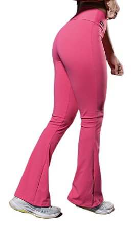Calça Flare basic rosa chiclete suplex de poliamida - PORLE