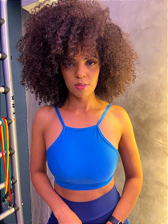 Top tom sobre tom azul suplex de poliamida  - PORLE