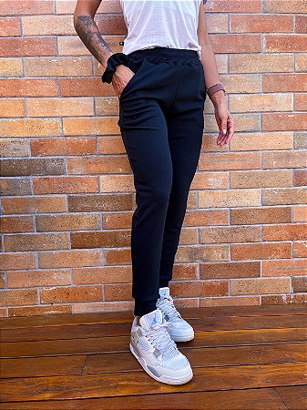 Jogger malha texturizada preta - PORLE