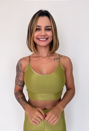 Top Mavie verde pistache suplex de poliamida canelado - PORLE