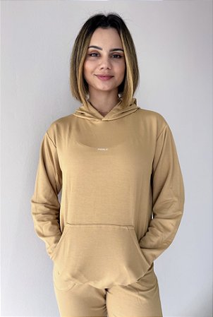 Blusa moletinho creme fitness e casual - PORLE