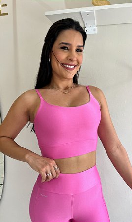 Top Duda basic rosa chiclete alcinha única microcanelado suplex de poliamida – PORLE