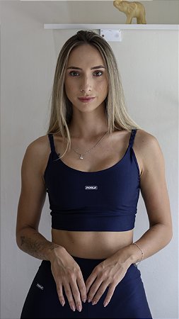 Top Íris azul marinho trançado suplex de poliamida  - PORLE