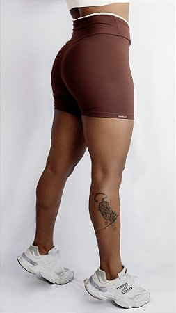 Short Urban empina bumbum marrom suplex de poliamida - PORLE