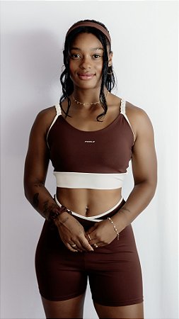 Top Urban marrom trançado suplex de poliamida - PORLE