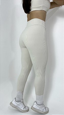 Legging off white canelada suplex de poliamida – Porle