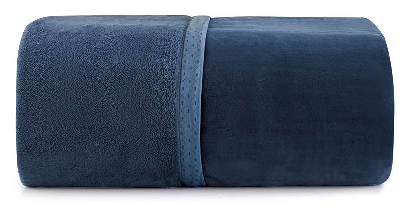 Cobertor Queen 2,40 x 2,60 Plush Altenburg Azul Chevron