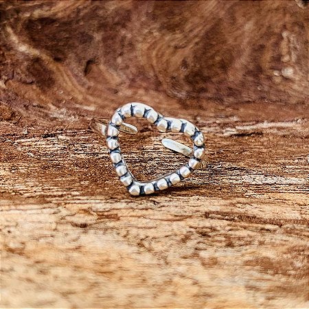 Anel Falange Coração Bolinhas Ajustável