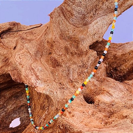 Choker Mix Pedras Naturais com Extensor
