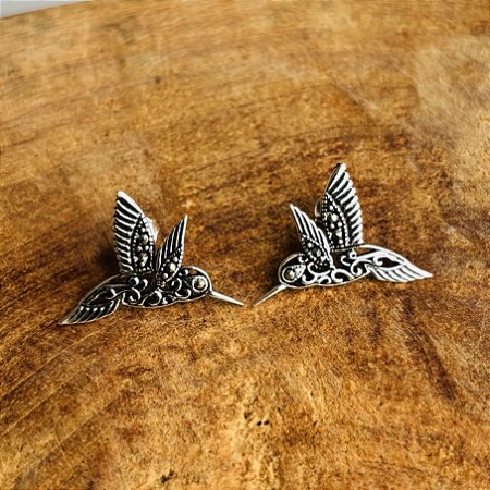 Brinco Beija Flor Bali com Marcassitas