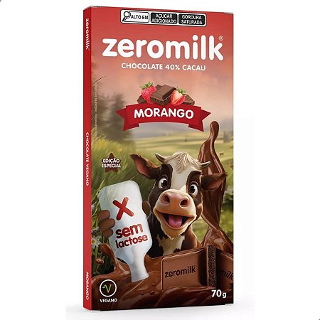 CHOCOLATE MORANGO 40% CACAU - 0 LACTOSE 80G - ZEROMILK