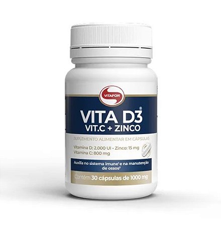VITAMINA D3 + C + ZINCO - 60 CÁPSULAS - VITAFOR