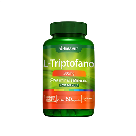 L- TRIPTOFANO + VITAMINAS E MINERAIS 60 CÁPSULAS - 600MG - HERBAMED