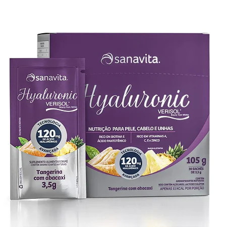SANAVITA - HYALURONIC VERISOL 120MG - TANGERINA COM ABACAXI - SACHÊ
