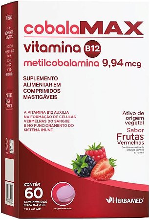 HERBAMED - COBALAMAX - METILCOBALAMINA 9,94MCG COMPRIMIDOS MASTIGAVEIS - 60 COMPRIMIDOS