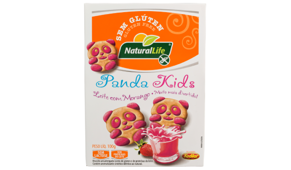 NATURAL LIFE - BISCOITO PANDA KIDS 100G MORANGO SEM GLÚTEN E LACTOSE
